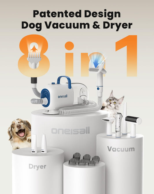 Dog Grooming Vacuum & Dryer Kit – 8-in-1 Clippers & Blower