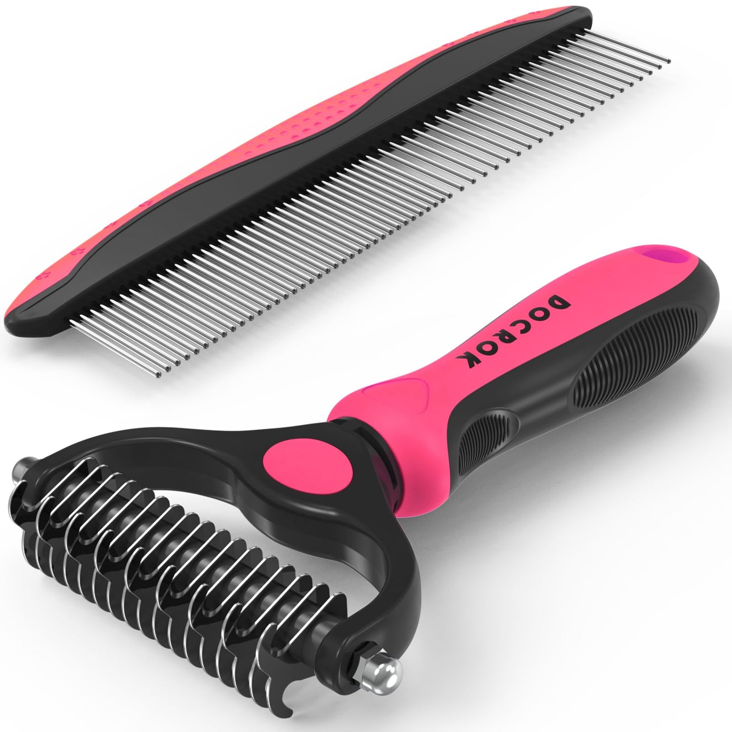 Pet Grooming Brush & Metal Comb Set