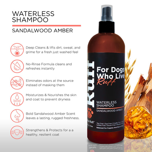 Waterless Dog Shampoo Spray – Sandalwood Amber