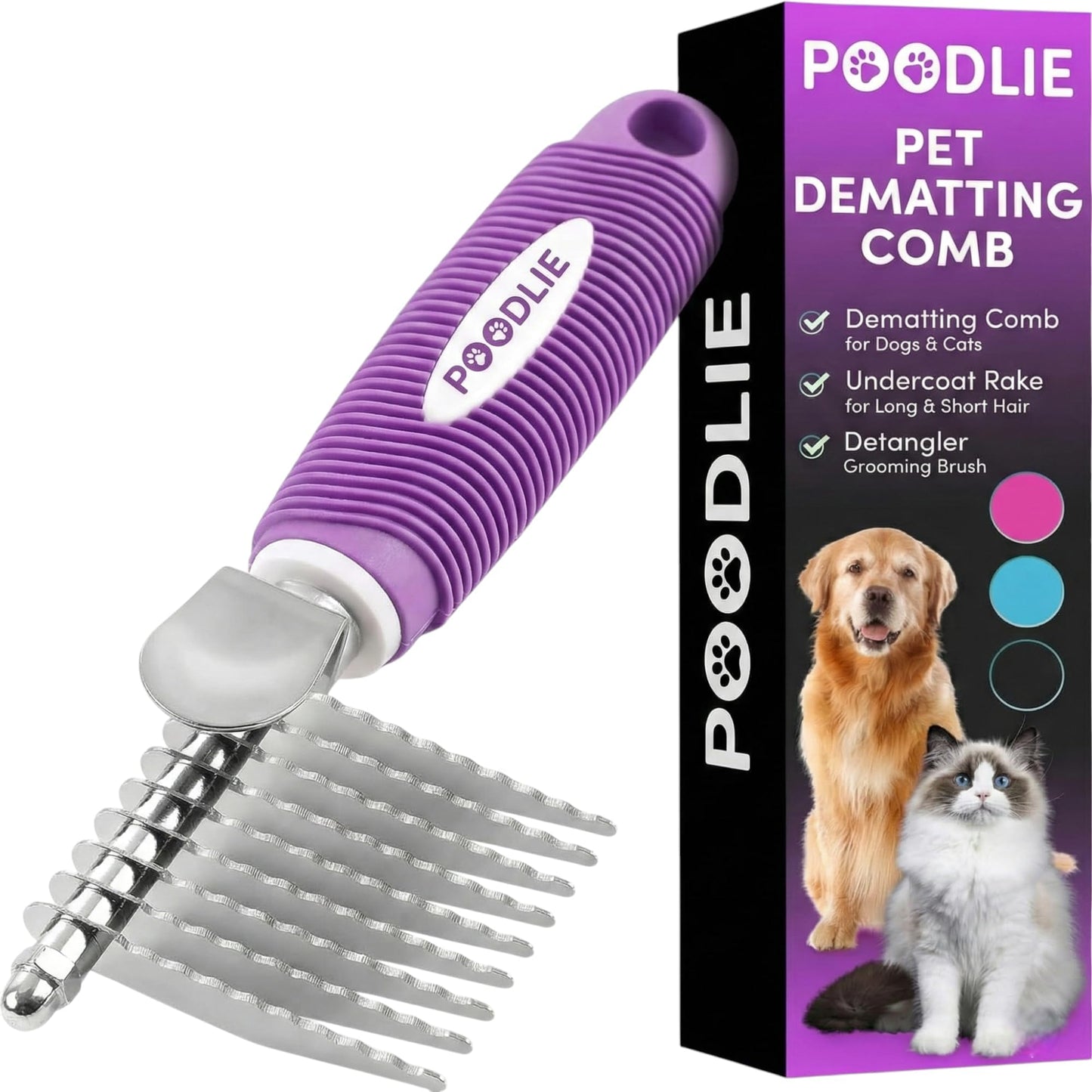 Dematting Comb & Fur Rake – Stainless Steel Detangling Tool