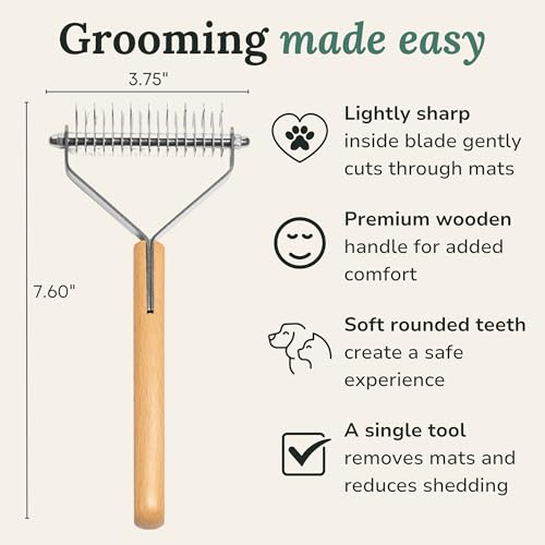 Dematting Comb & Deshedding Tool – Safe Detangler for Dogs & Cats