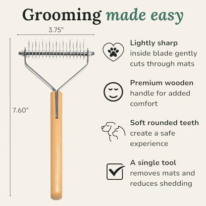 Dematting Comb & Deshedding Tool – Safe Detangler for Dogs & Cats