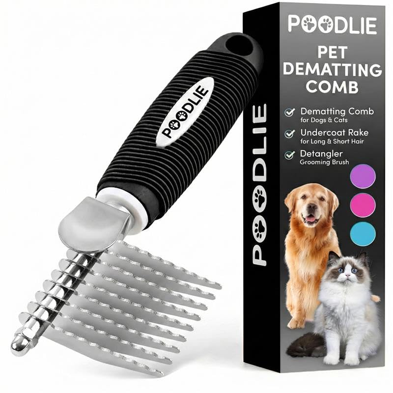 Dematting Comb & Fur Rake – Stainless Steel Detangling Tool