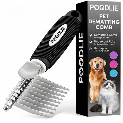Dematting Comb & Fur Rake – Stainless Steel Detangling Tool