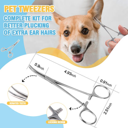 Dog Ear Hair Removal Kit – Ear Powder & Tweezers