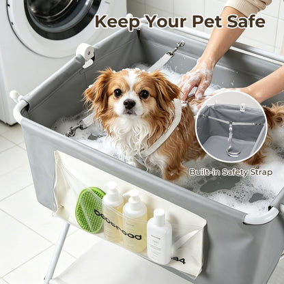 Portable Dog Bath Tub – Foldable & Elevated Pet Shower