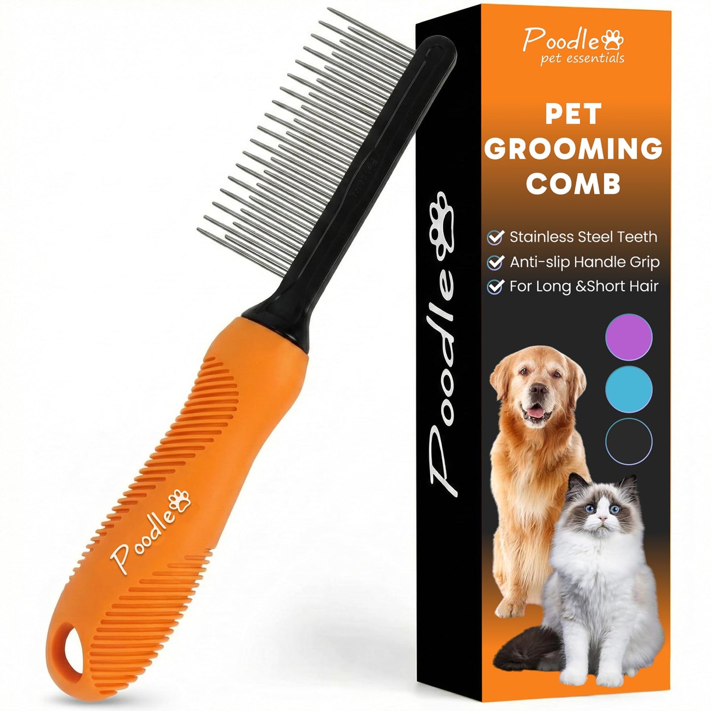 Dematting Comb & Fur Rake – Stainless Steel Detangling Tool