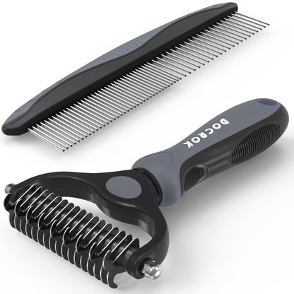 Pet Grooming Brush & Metal Comb Set