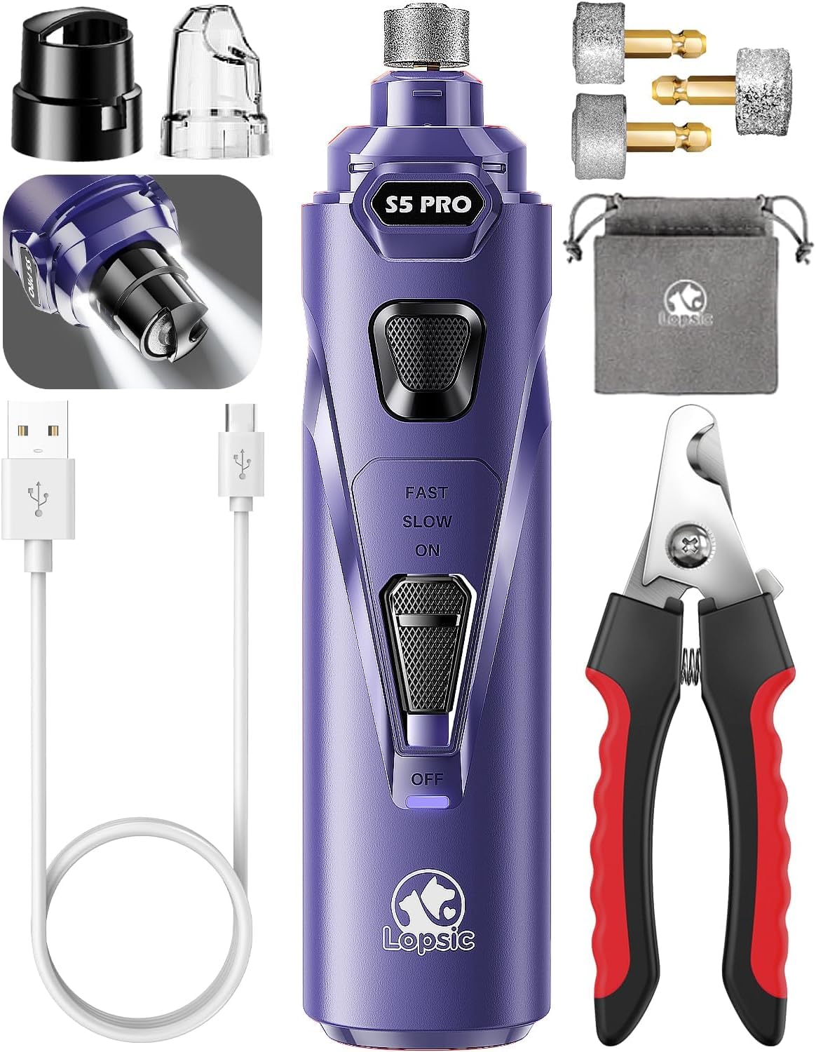 Whisper Quiet Dog Nail Grinder & Trimmer Kit