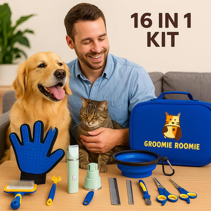 Deluxe Pet Grooming Kit – 16-Piece Set with Carry Bag