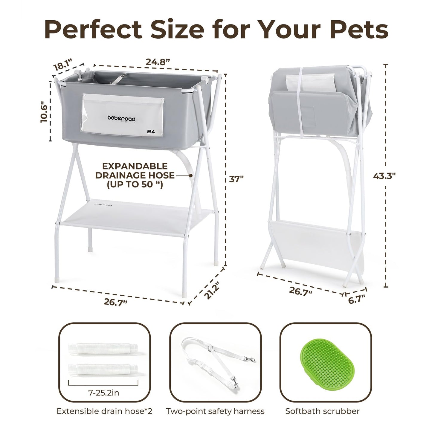 Portable Dog Bath Tub – Foldable & Elevated Pet Shower
