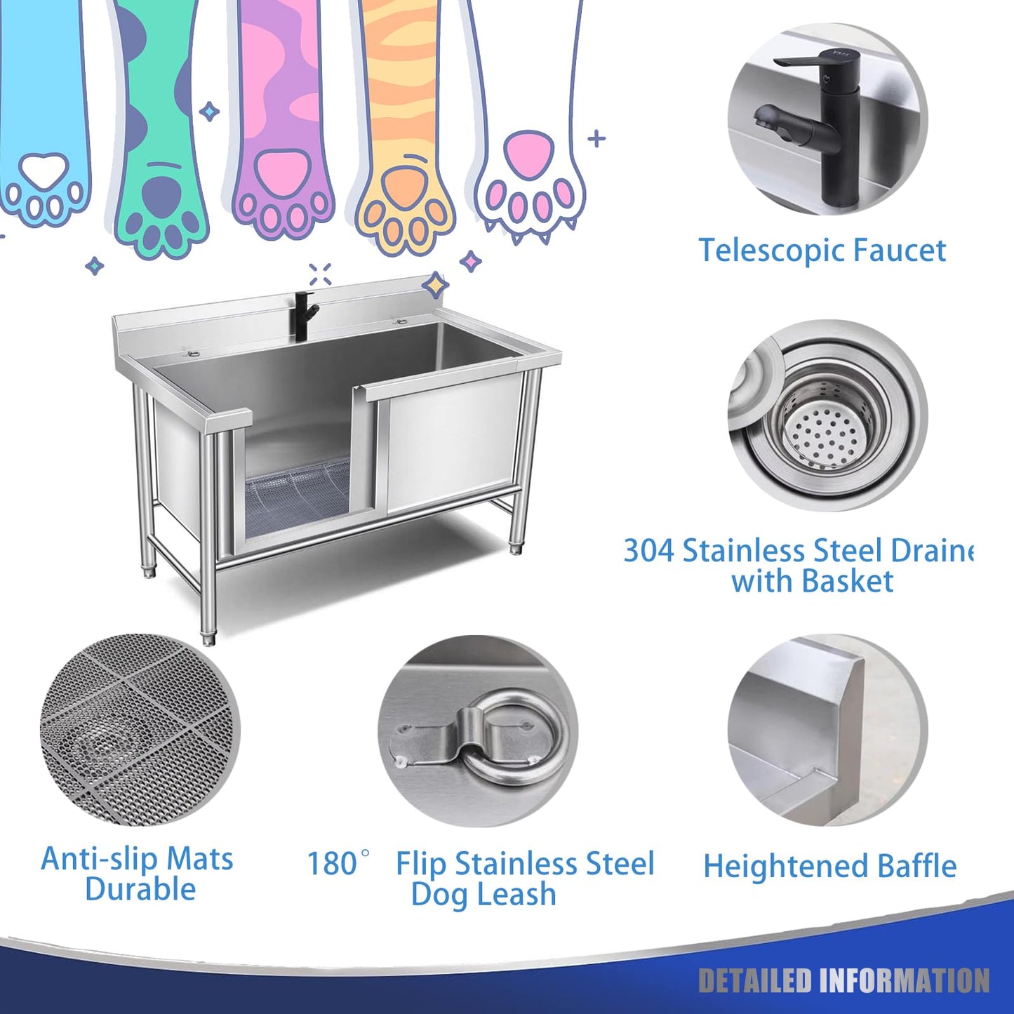 Stainless Steel Dog Grooming Station – Home Bath & Wash