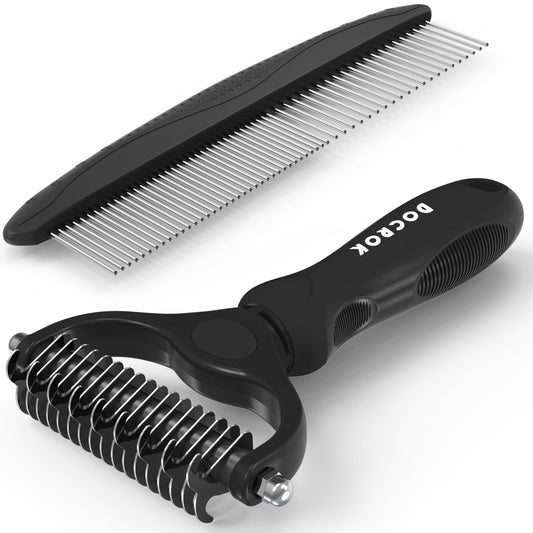 Pet Grooming Brush & Metal Comb Set
