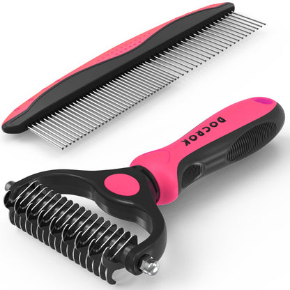 Pet Grooming Brush & Metal Comb Set