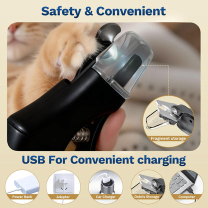 2-in-1 Dog & Cat Nail Clippers – USB Rechargeable with Safety Guard