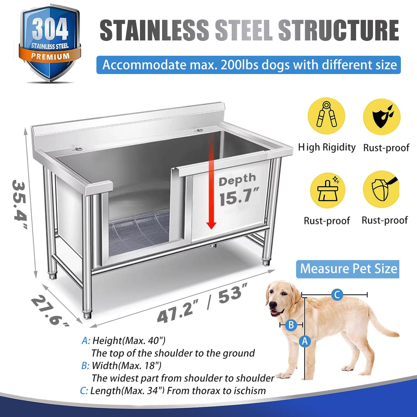 Stainless Steel Dog Grooming Station – Home Bath & Wash