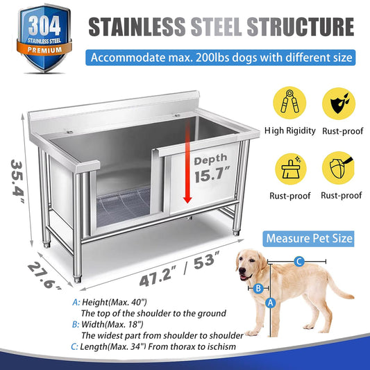 Stainless Steel Dog Grooming Station – Home Bath & Wash