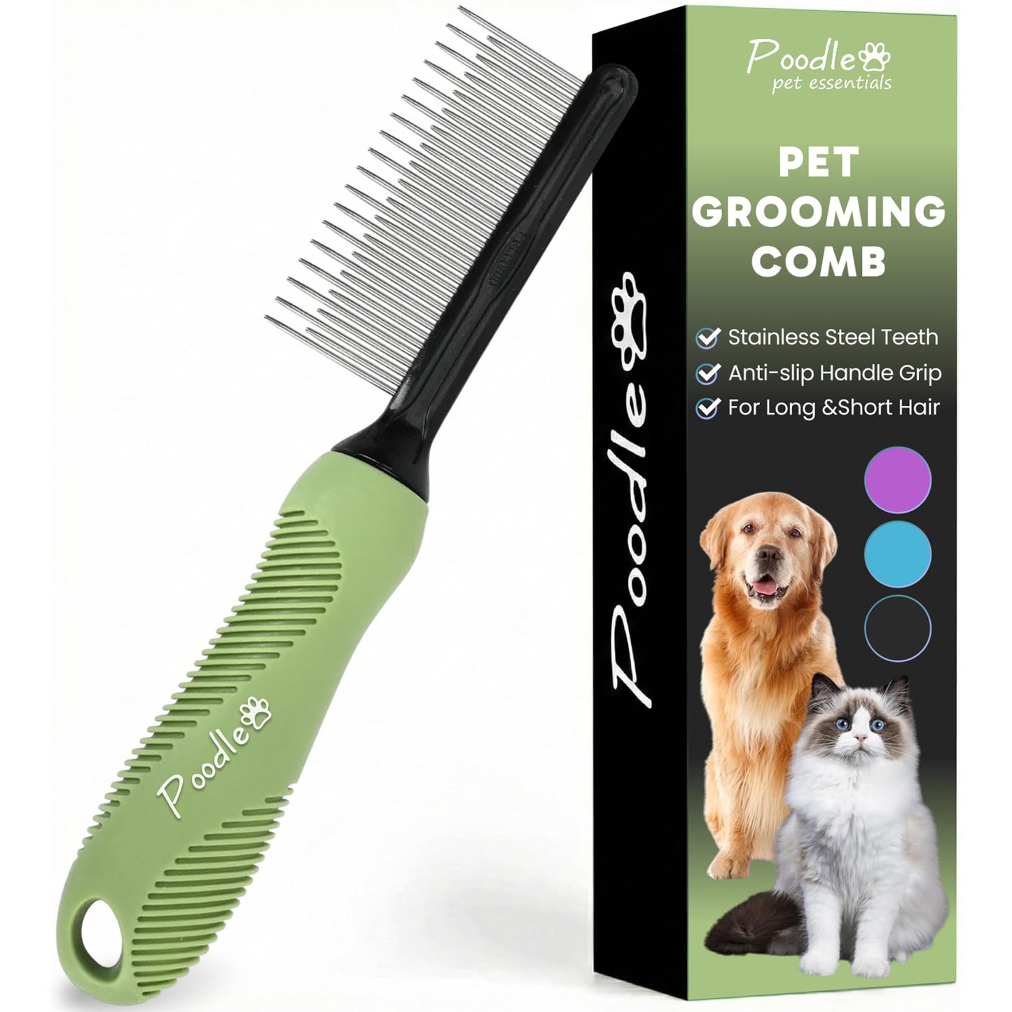 Dematting Comb & Fur Rake – Stainless Steel Detangling Tool