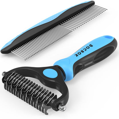 Pet Grooming Brush & Metal Comb Set