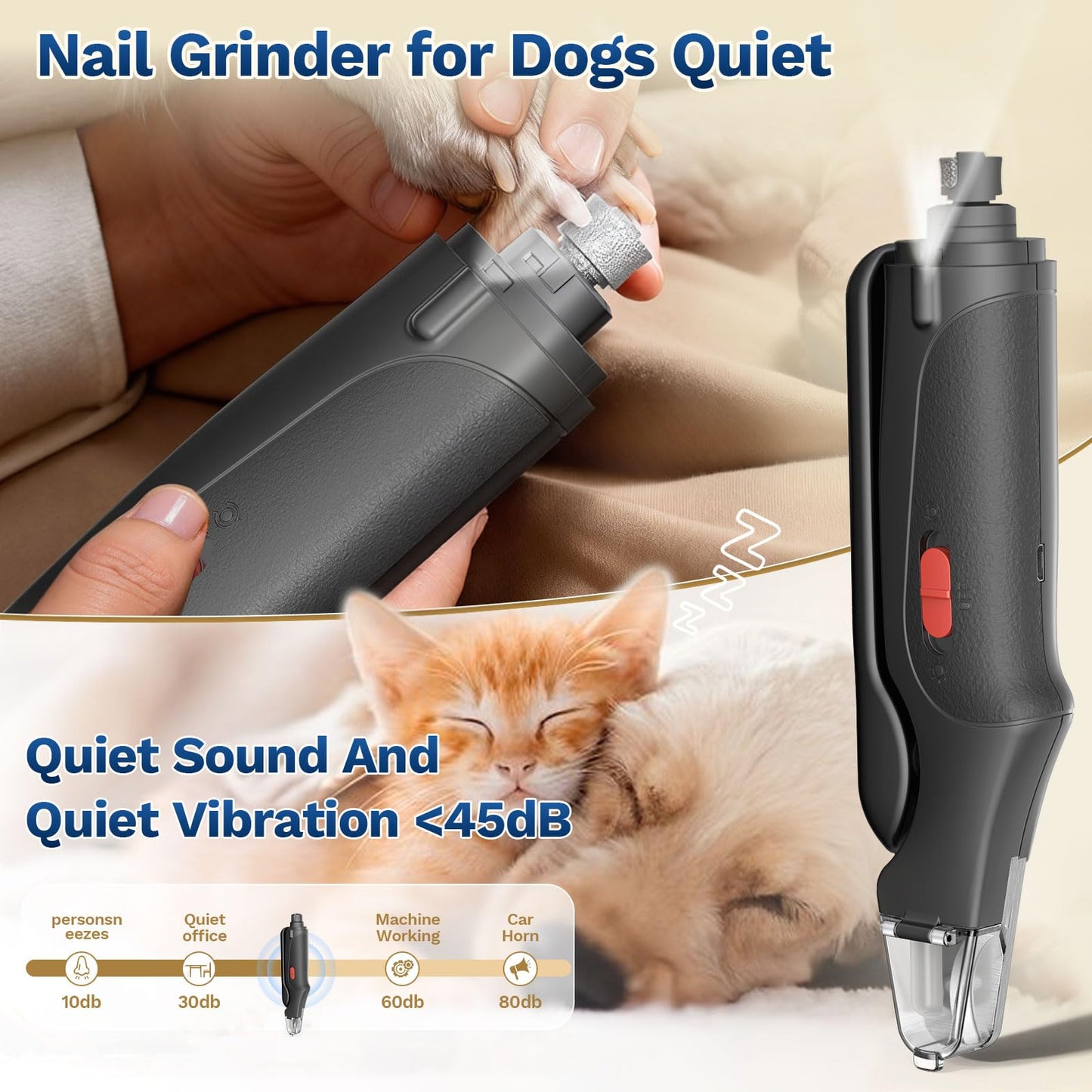 2-in-1 Dog & Cat Nail Clippers – USB Rechargeable with Safety Guard