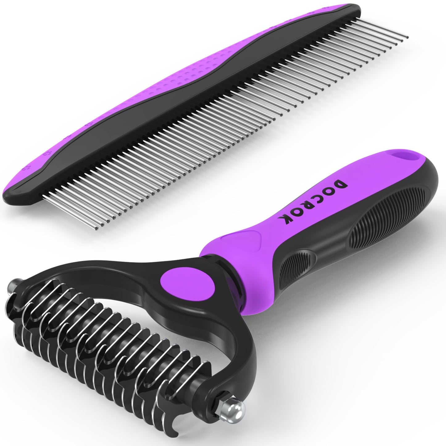 Pet Grooming Brush & Metal Comb Set