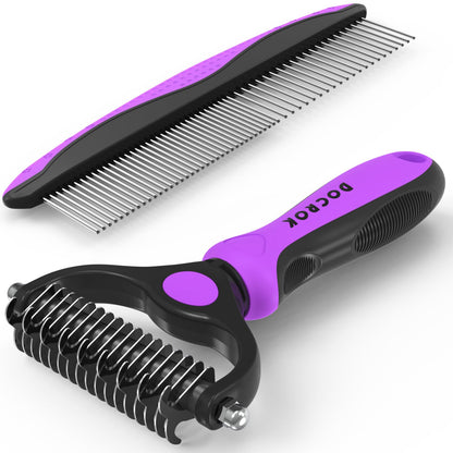 Pet Grooming Brush & Metal Comb Set