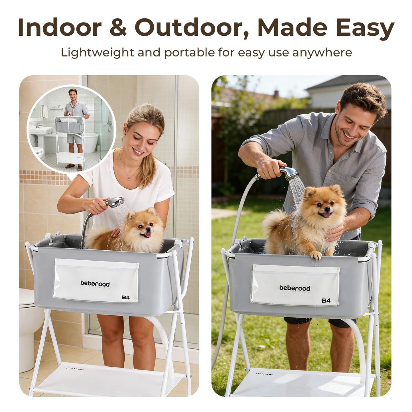 Portable Dog Bath Tub – Foldable & Elevated Pet Shower
