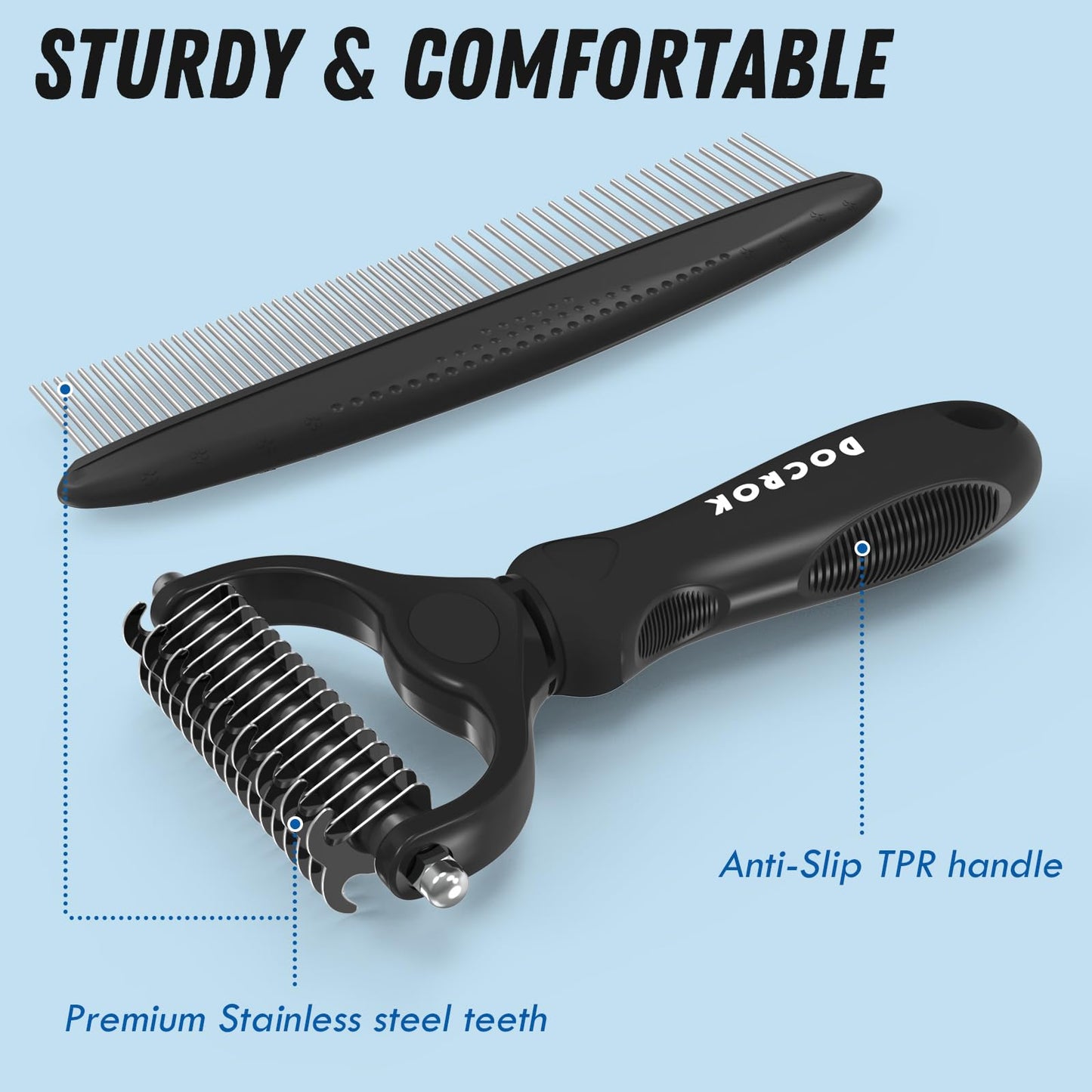 Pet Grooming Brush & Metal Comb Set