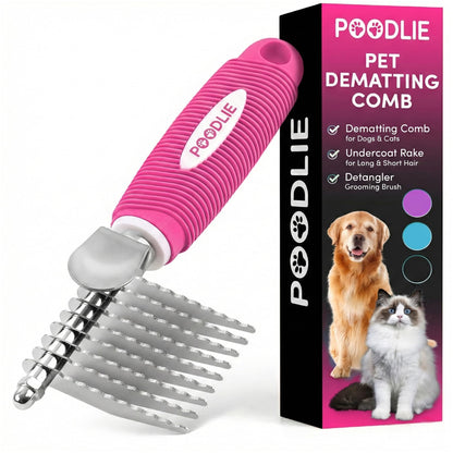Dematting Comb & Fur Rake – Stainless Steel Detangling Tool