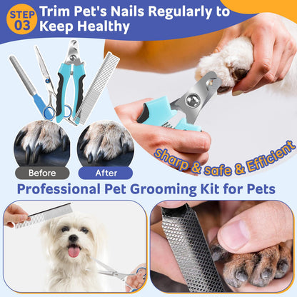 Dog Grooming Brush & Nail Care Kit – Shedding & Dematting
