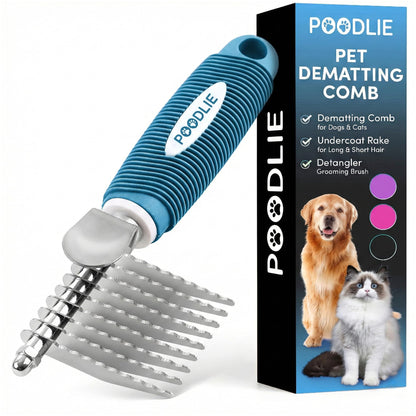 Dematting Comb & Fur Rake – Stainless Steel Detangling Tool