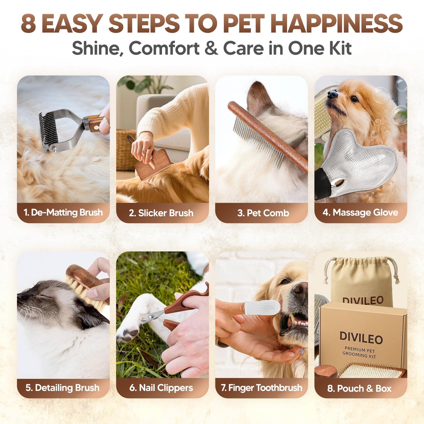 Premium Pet Grooming Kit – Brush, Comb & Nail Care