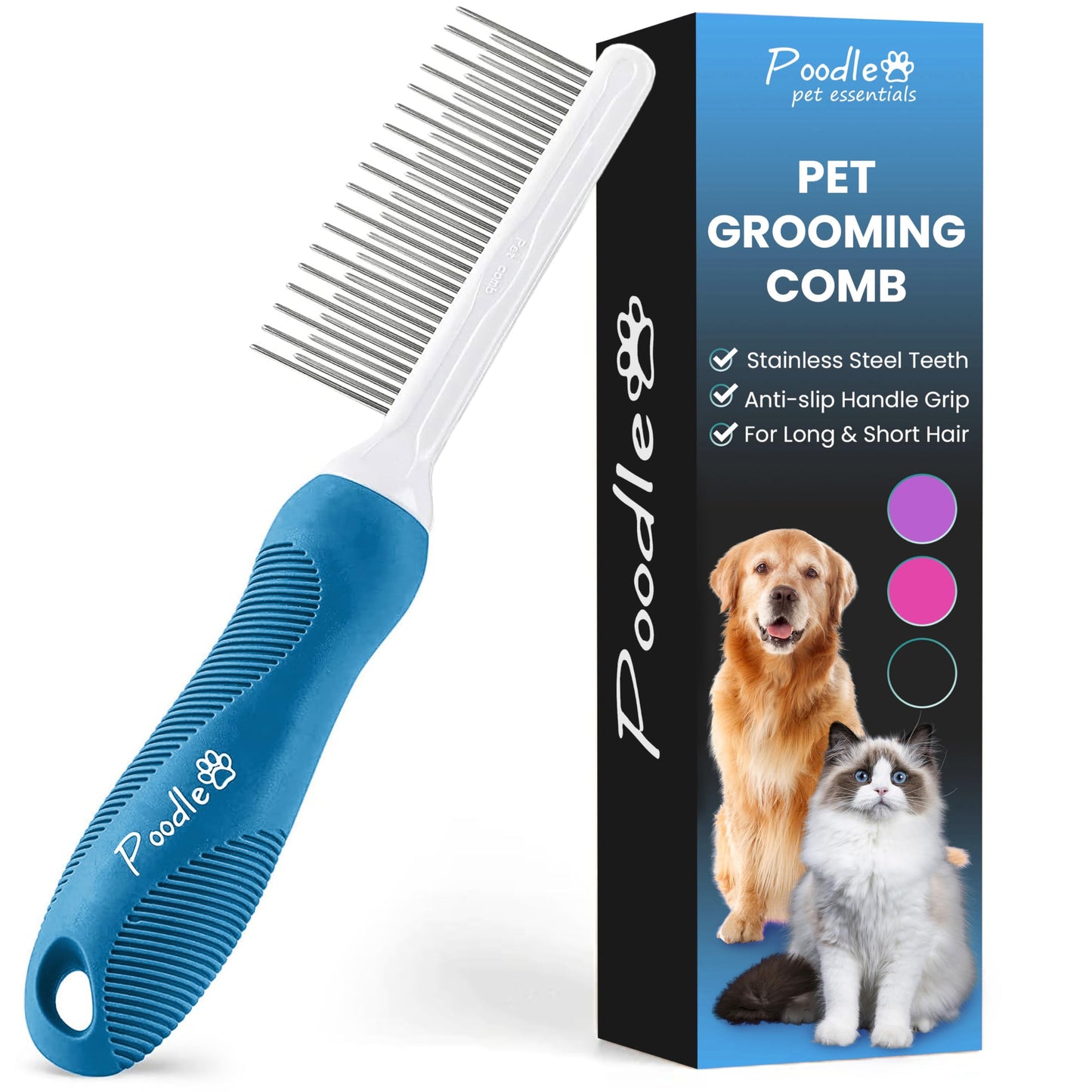 Dematting Comb & Fur Rake – Stainless Steel Detangling Tool