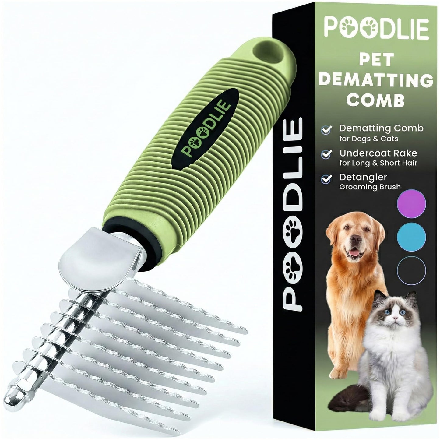 Dematting Comb & Fur Rake – Stainless Steel Detangling Tool